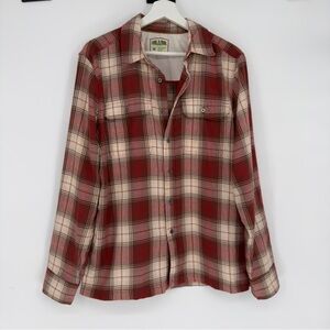 Lake & Trail Red & White Plaid Flannel Shirt Sz Medium Mens
